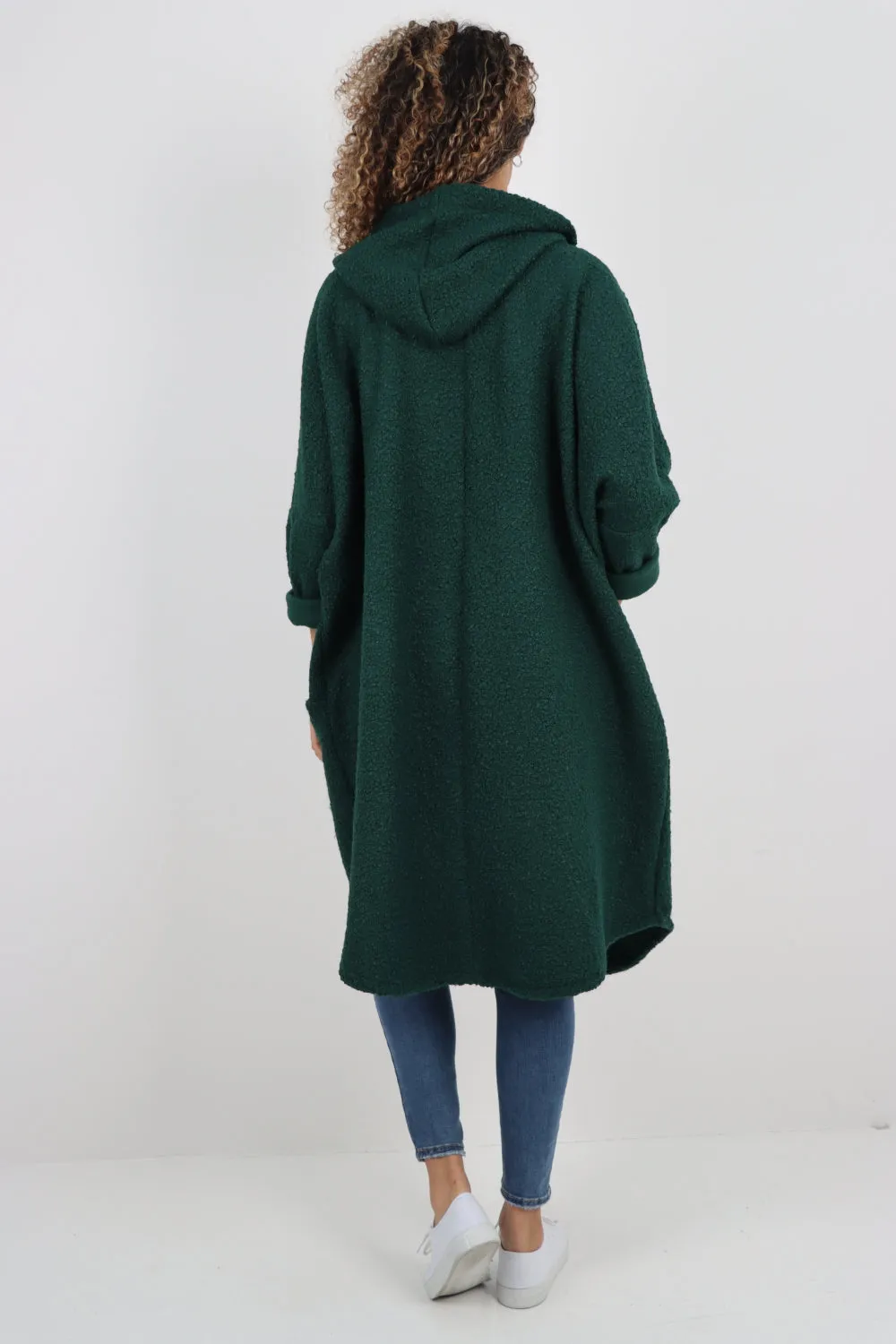 Oversized Pockets Hooded Long Sleeve Coat
