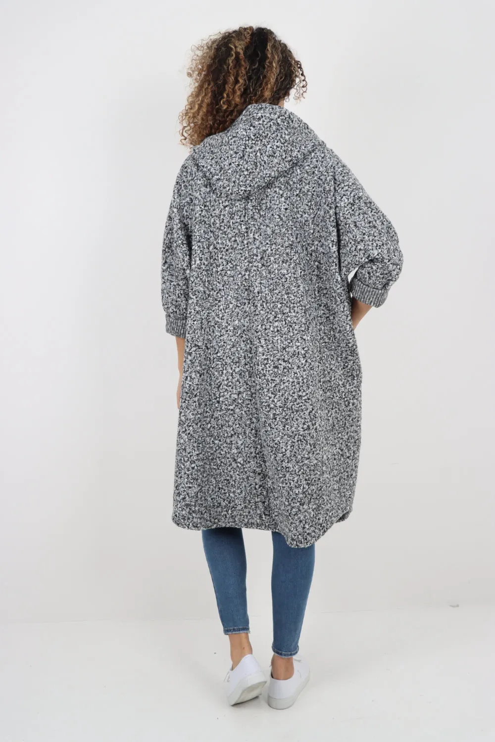 Oversized Pockets Hooded Long Sleeve Coat