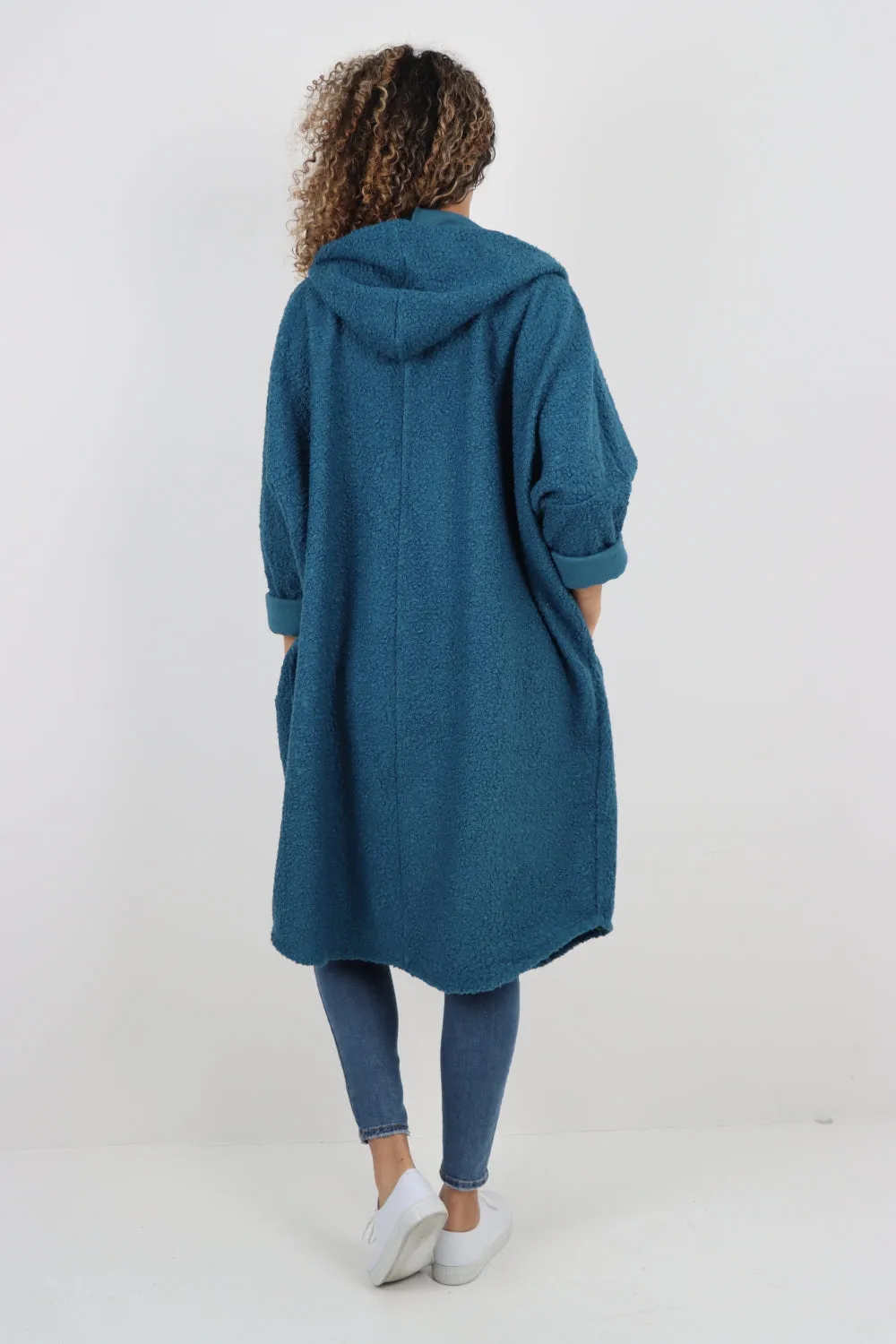 Oversized Pockets Hooded Long Sleeve Coat
