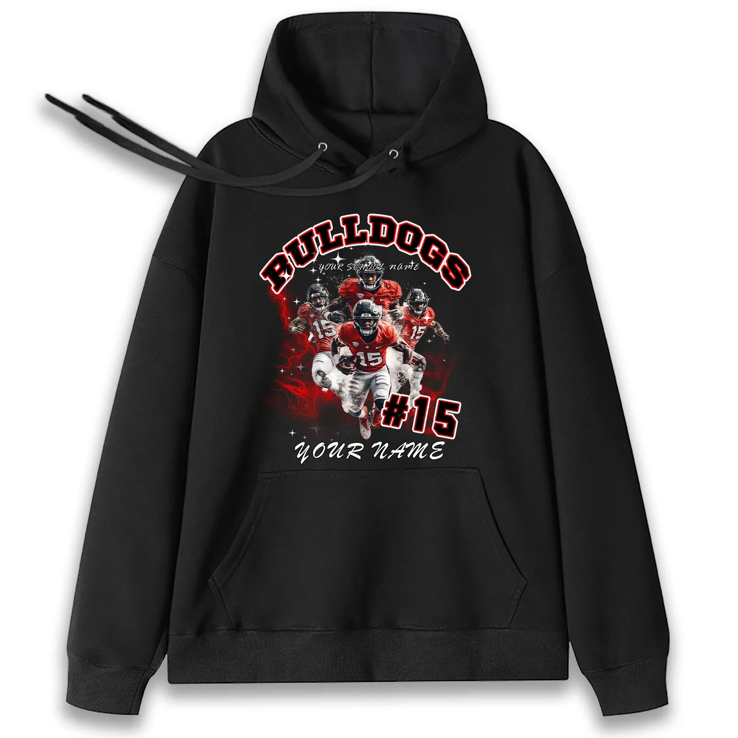 Personalized Football T-Shirt Hoodie Sweatshirt, Georgia Bulldogs Football, Custom Player Name Number, UGA Football Fans Gift