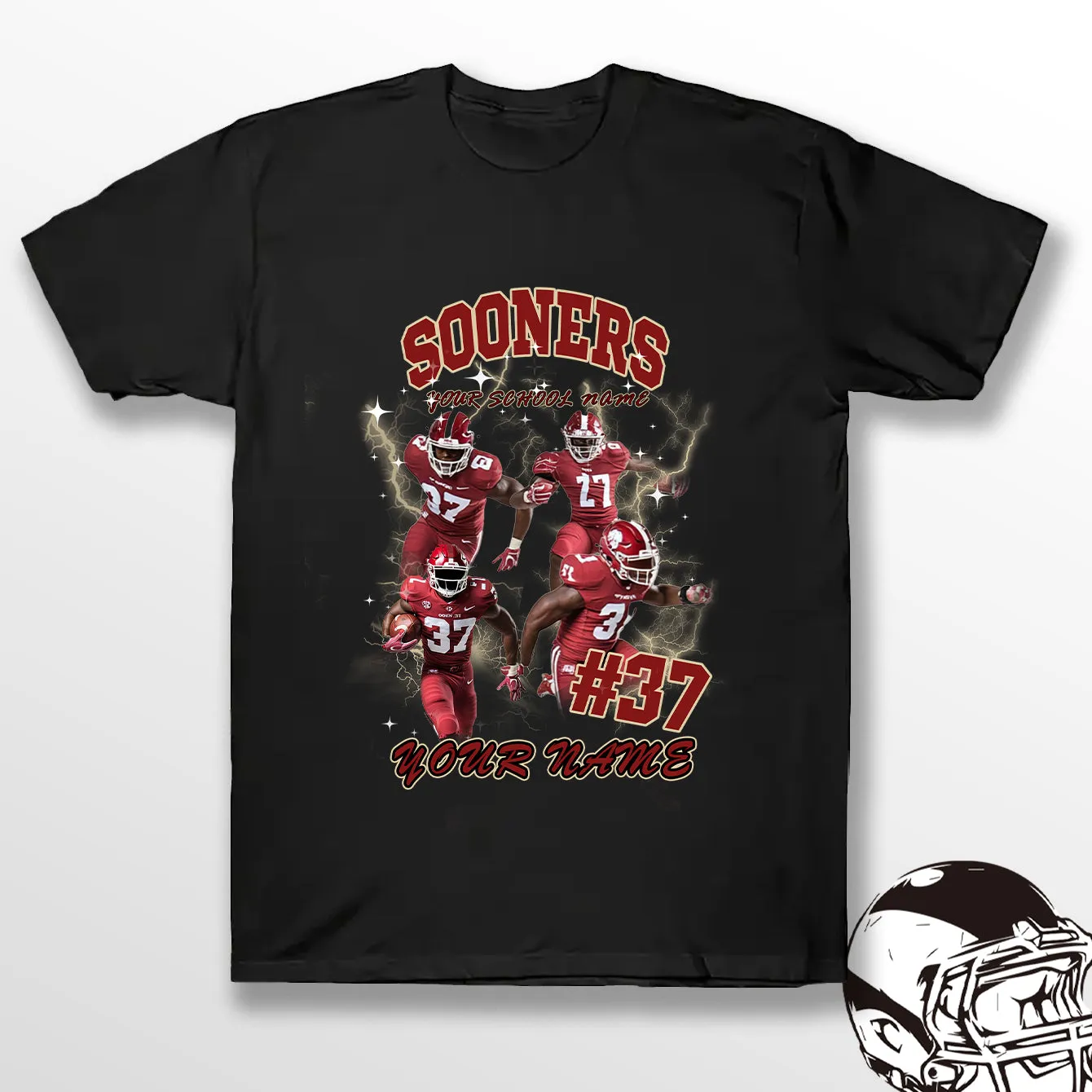 Personalized Football T-Shirt Hoodie Sweatshirt, Oklahoma Sooners Football, Custom Player Name Number, OU Football Fans Gift