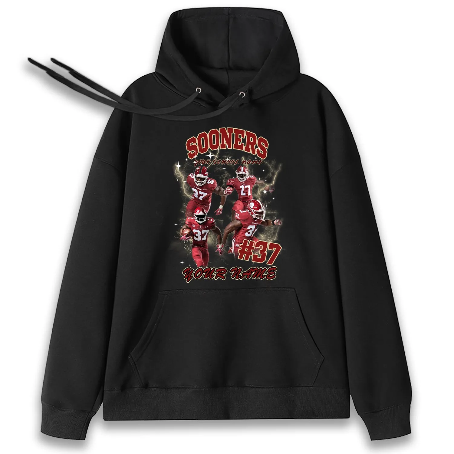 Personalized Football T-Shirt Hoodie Sweatshirt, Oklahoma Sooners Football, Custom Player Name Number, OU Football Fans Gift
