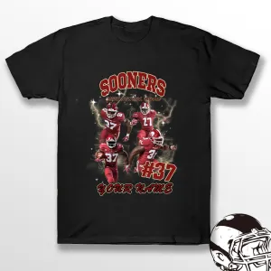 Personalized Football T-Shirt Hoodie Sweatshirt, Oklahoma Sooners Football, Custom Player Name Number, OU Football Fans Gift