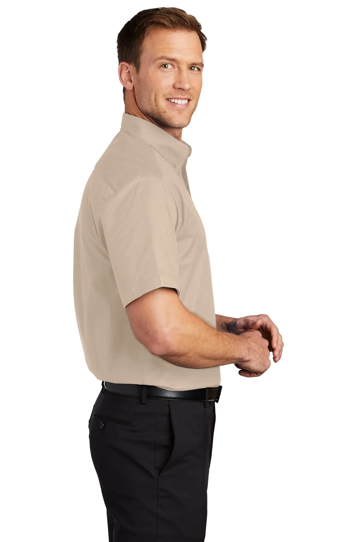Port Authority Tall Short Sleeve Custom Easy Care Shirts, Stone