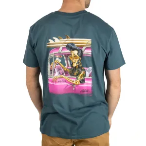 Rietveld Mens Skelvis Classic Graphic T-Shirt - Teal