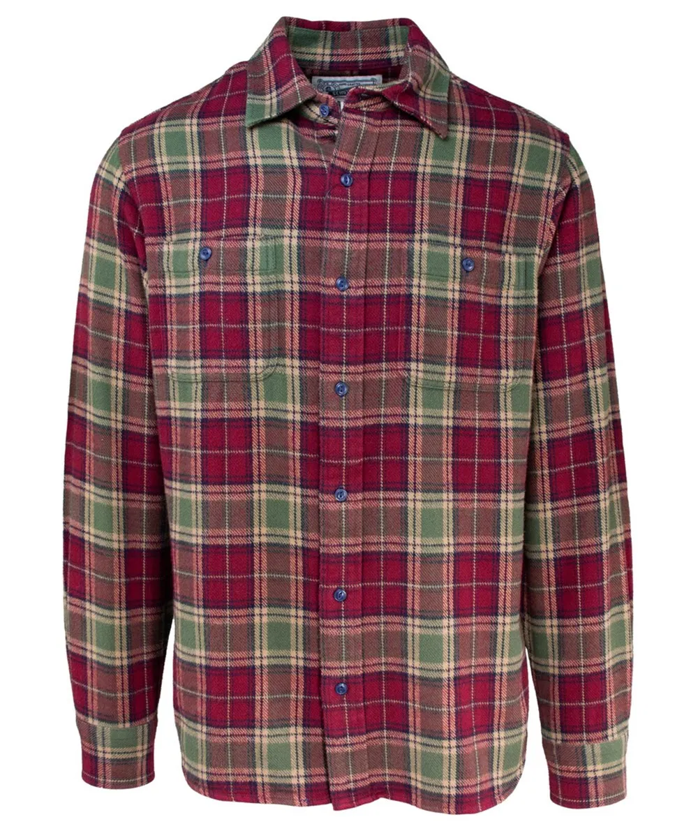 Schott NYC Men's Plaid Flannel Shirt - Burgundy
