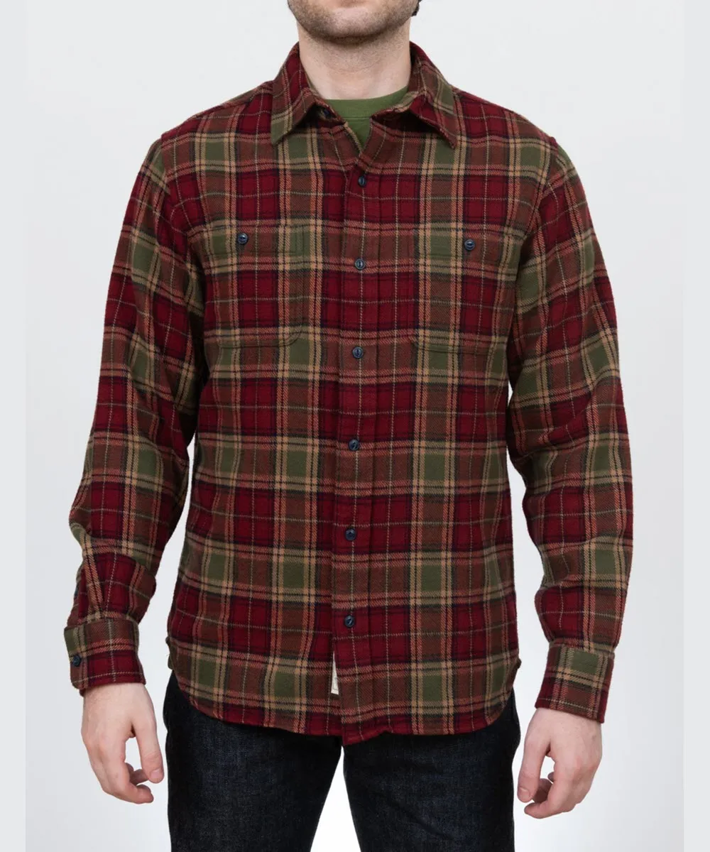 Schott NYC Men's Plaid Flannel Shirt - Burgundy