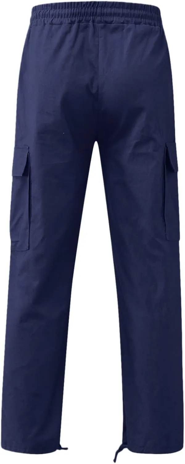 sdbrld Cargo Pants For Men Men's Fashion Relaxed Fit Beach Pants Streetwear Baggy Trousers Cargo Pants with Zipper Pockets