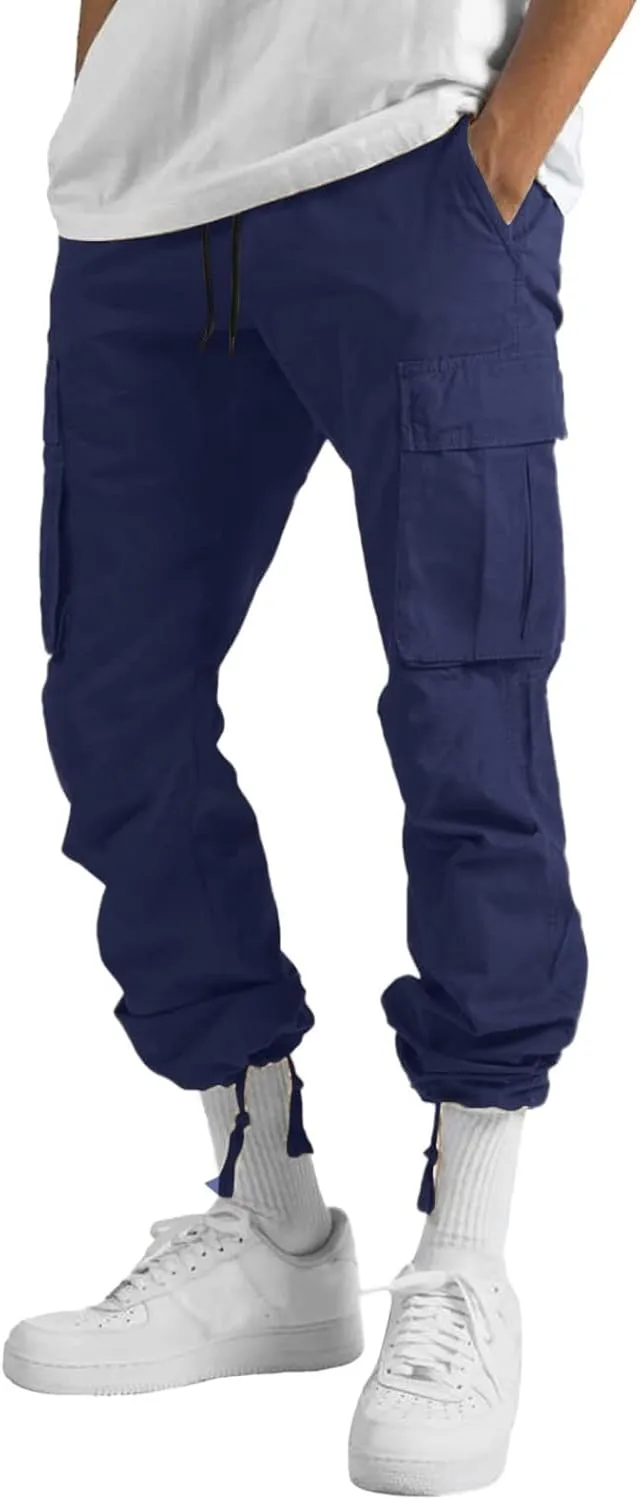 sdbrld Cargo Pants For Men Men's Fashion Relaxed Fit Beach Pants Streetwear Baggy Trousers Cargo Pants with Zipper Pockets