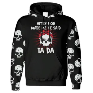 Tada Skull Gothic All Over Print Unisex Pullover Hoodie