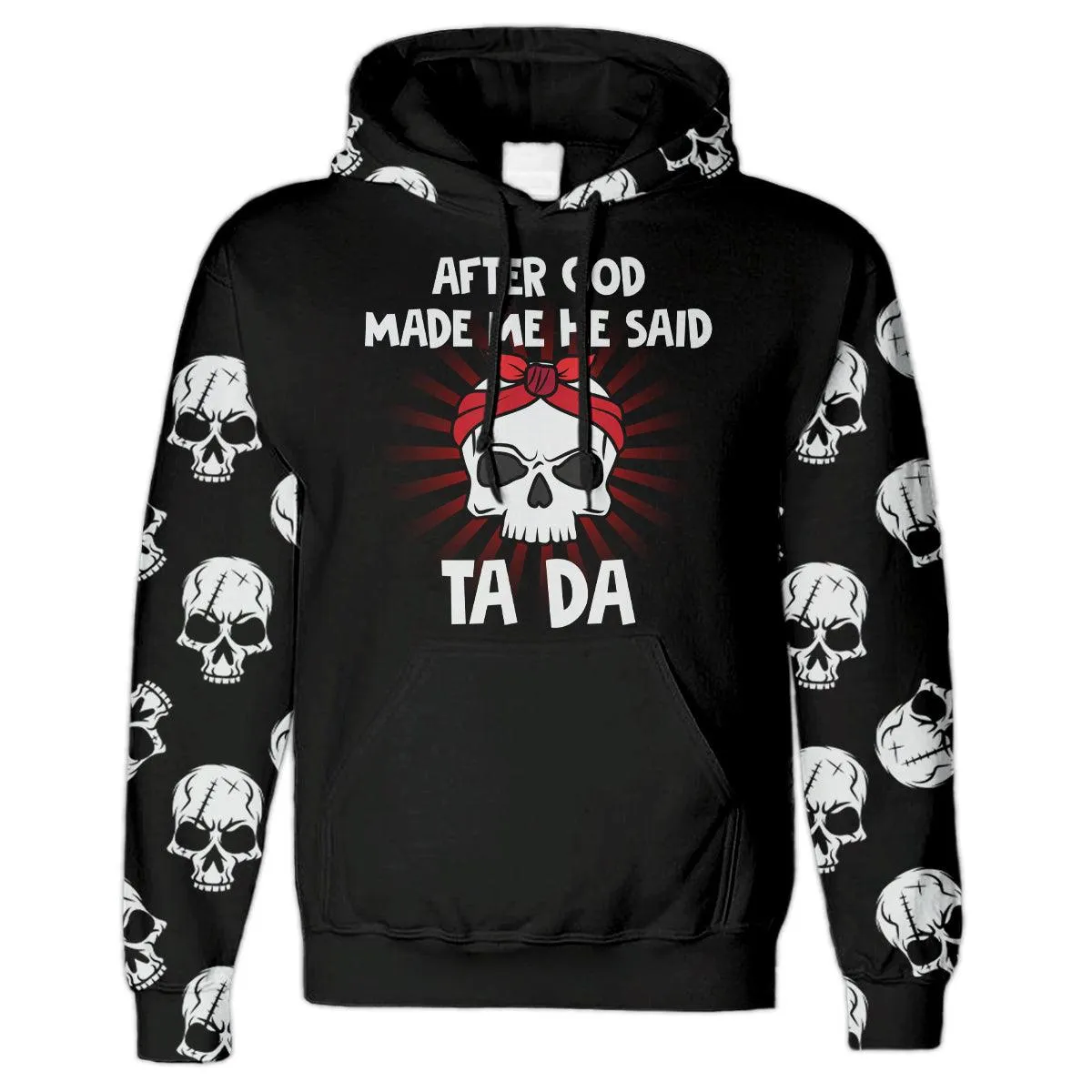 Tada Skull Gothic All Over Print Unisex Pullover Hoodie