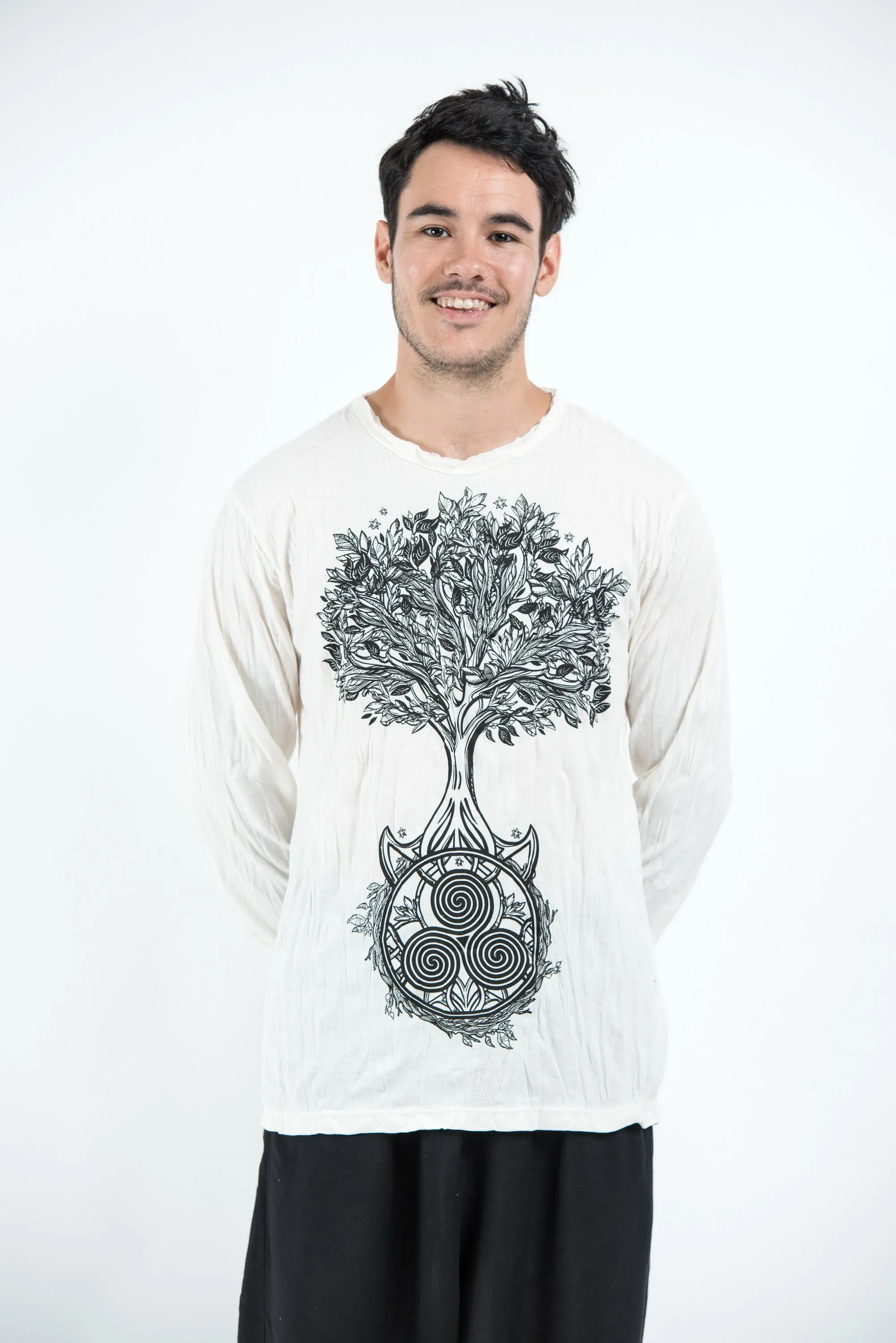 Unisex Celtic Tree Long Sleeve T-Shirt in White