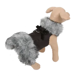 Velvet Bow Black Tip Silver Fox Fur Coat