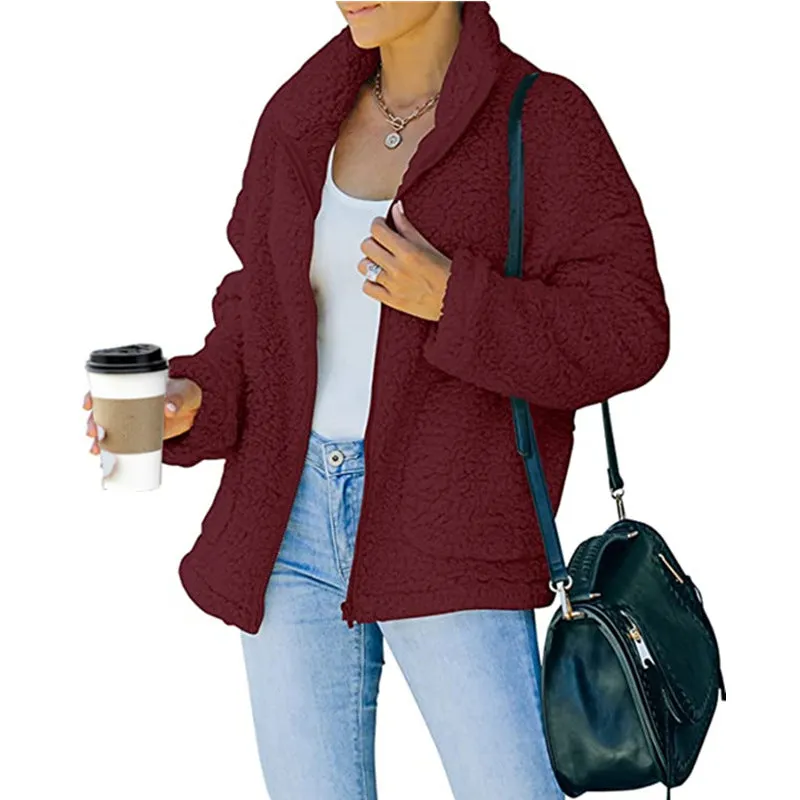 Winter Women Clothing Wholesale Coats Thick Outerwear Solid Color Casual Style