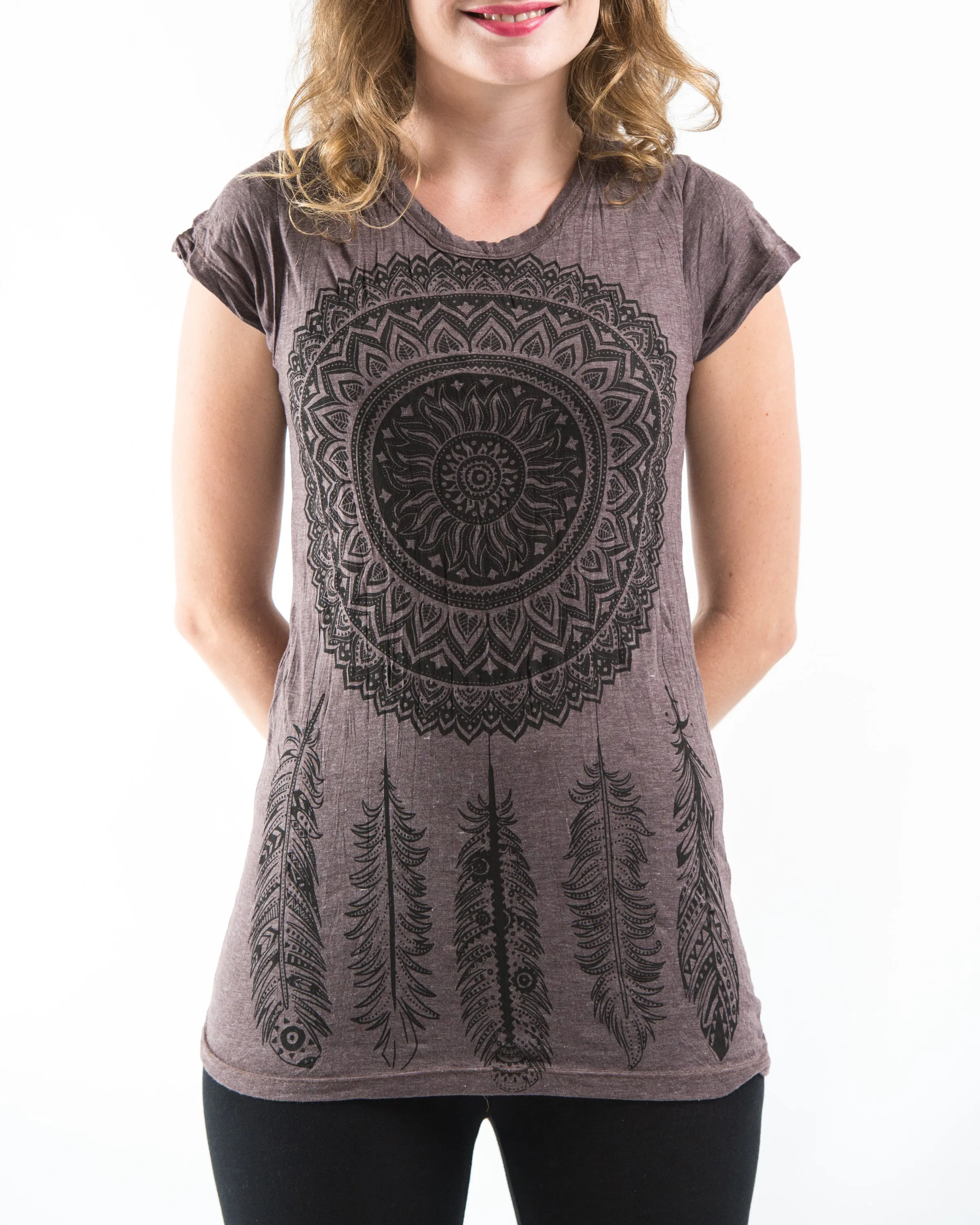 Womens Dreamcatcher T-Shirt in Brown
