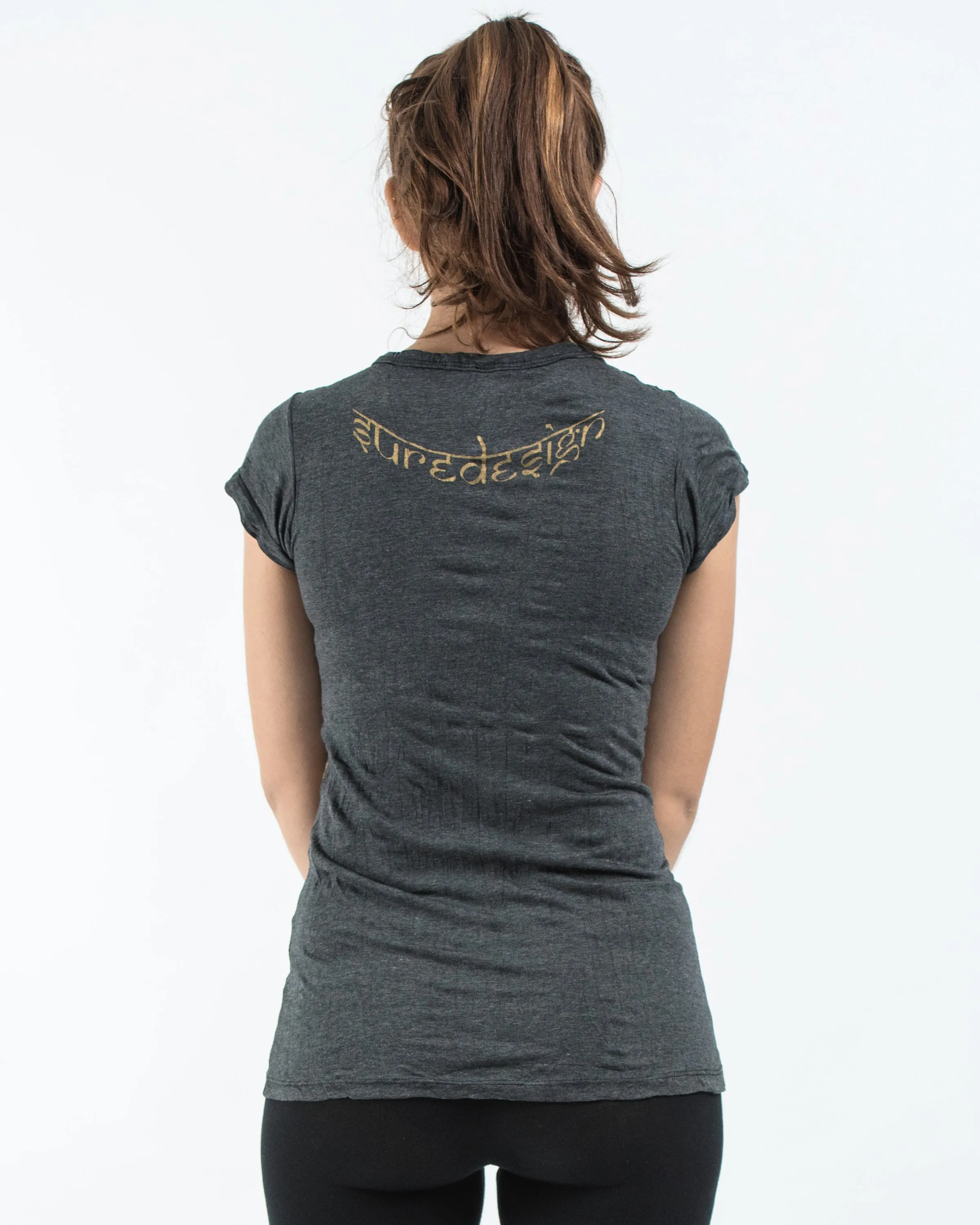 Womens Octopus T-Shirt in Gold on Black