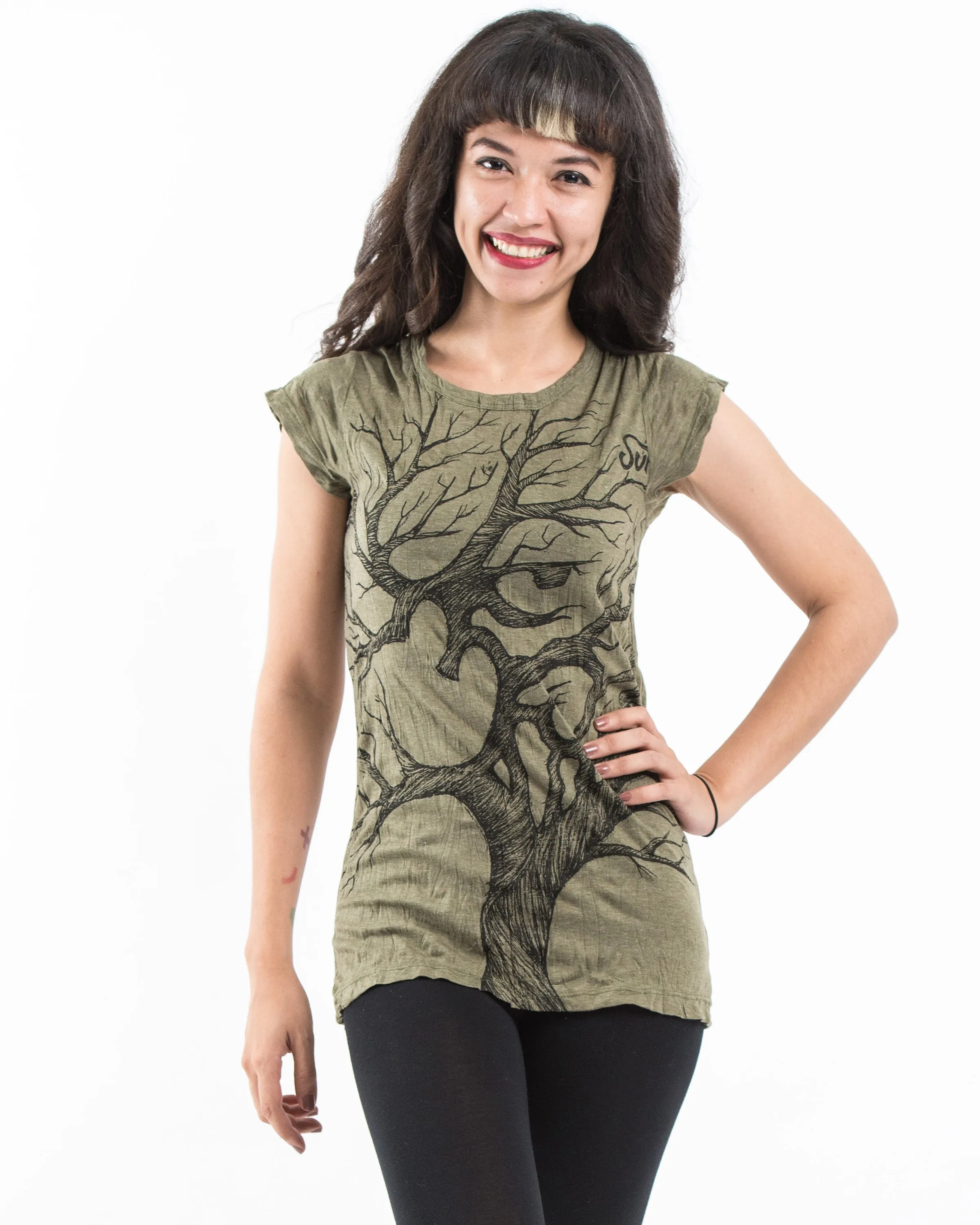 Womens Om Tree T-Shirt in Green
