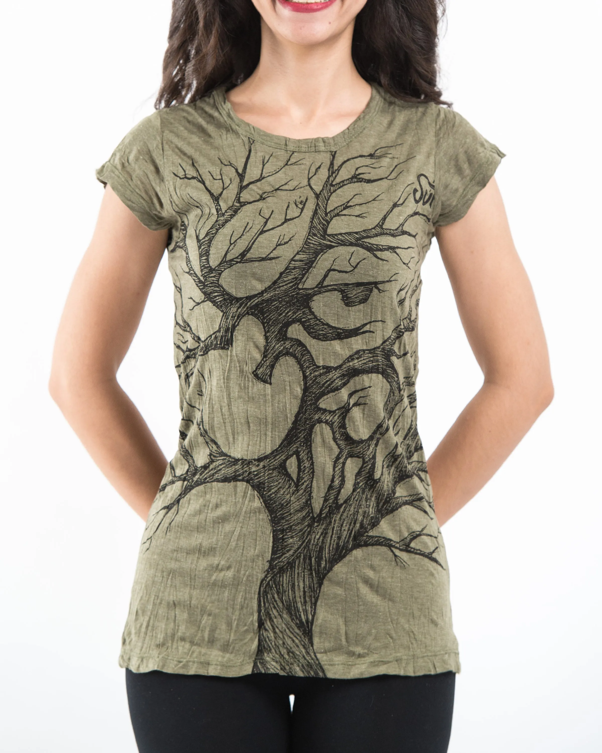 Womens Om Tree T-Shirt in Green