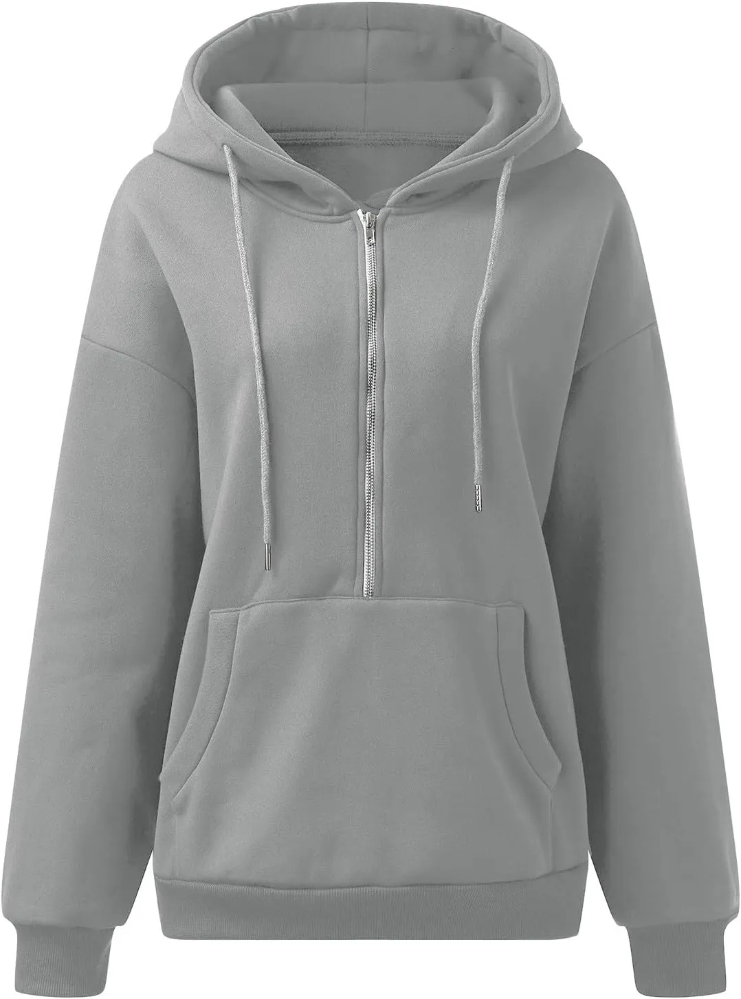 Womens Quarter Zip Pullover Long Sleeve Half Zip Hoodies Fleece Oversized Sweatshirt Fall Sweatshirts with Pockets